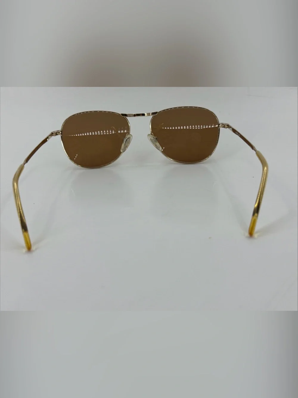Vintage 1990s Helmut Lang Original Sunglasses Gold Tone Frame Brown Lens w/ Case